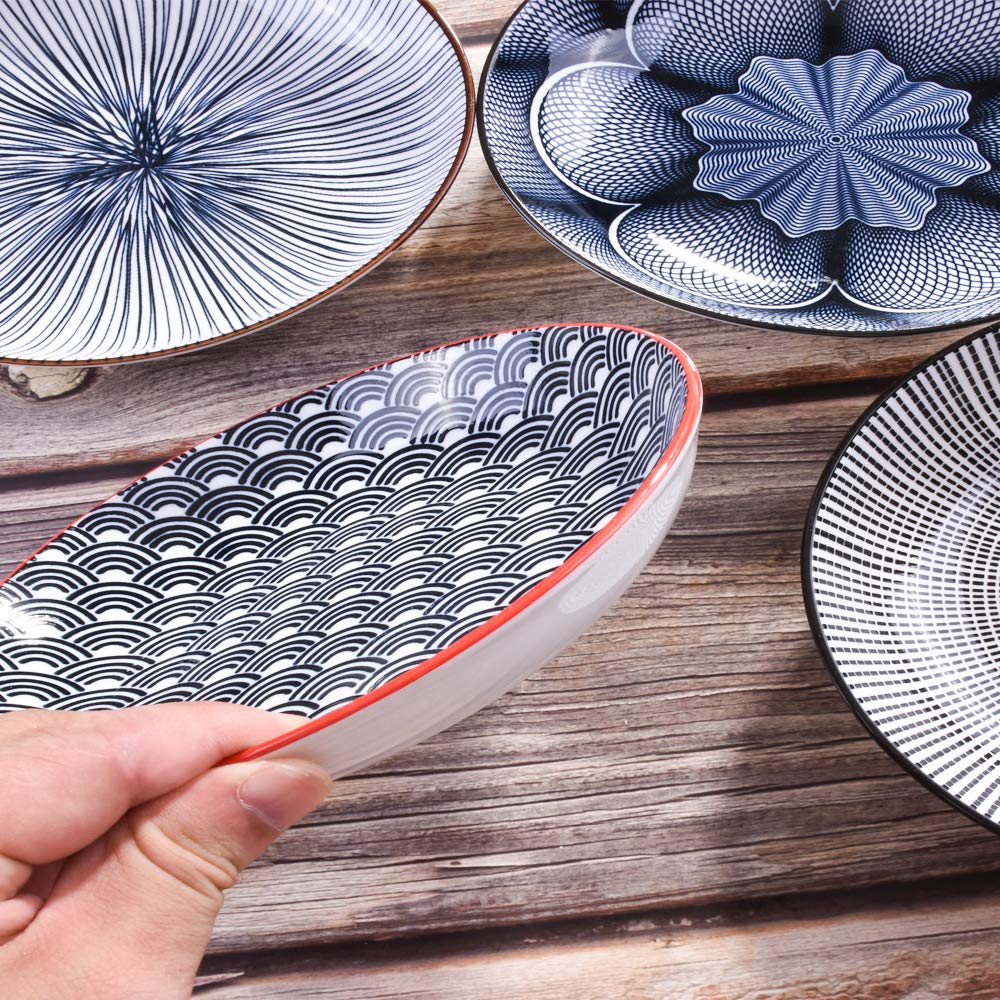 Whitenesser Set Of 4 Dinner Plates, 7 Inch Plates, Ceramic Plates For Dishes, Fried Egg, Snack,Broiler Wing